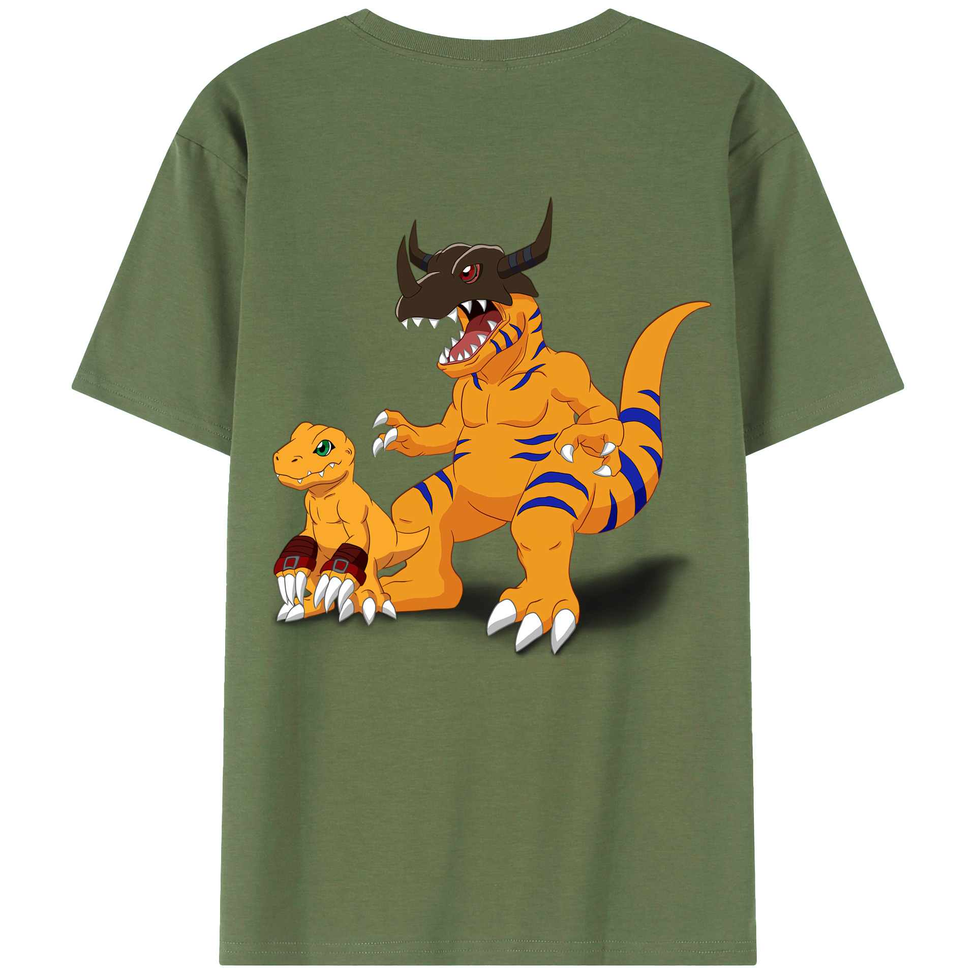 （画像用） Digimon デジタルモンスター/デジモン 綿100％ メンズ半袖Tシャツ（バックプリント） 通気性